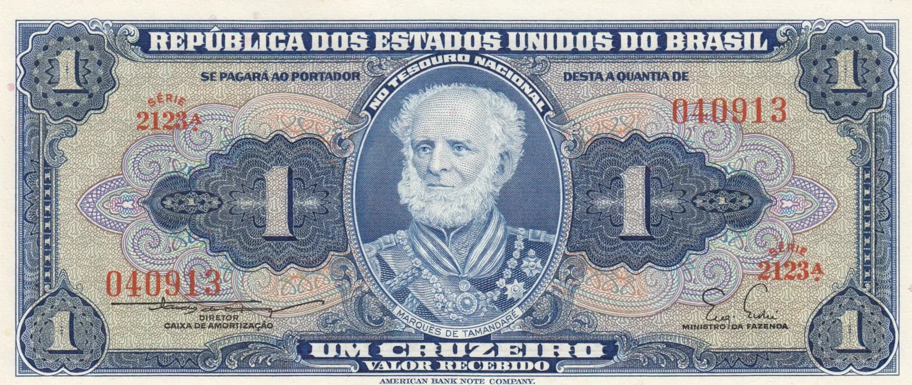 1 cruzeiro 1954 from Brazil, P-150b