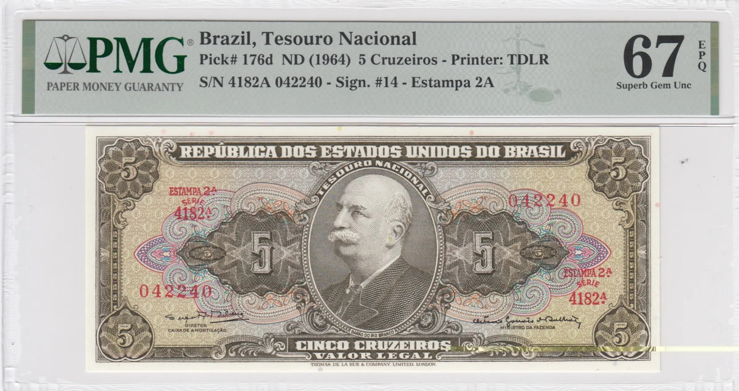 5 cruzeiros 1962 from Brazil, P-176d