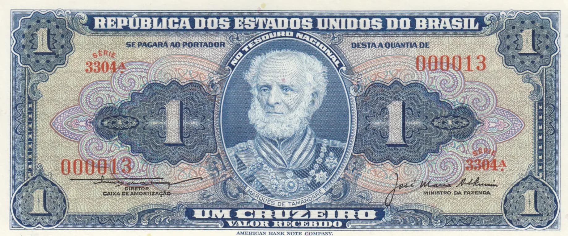 1 cruzeiro 1954 from Brazil, P-150c