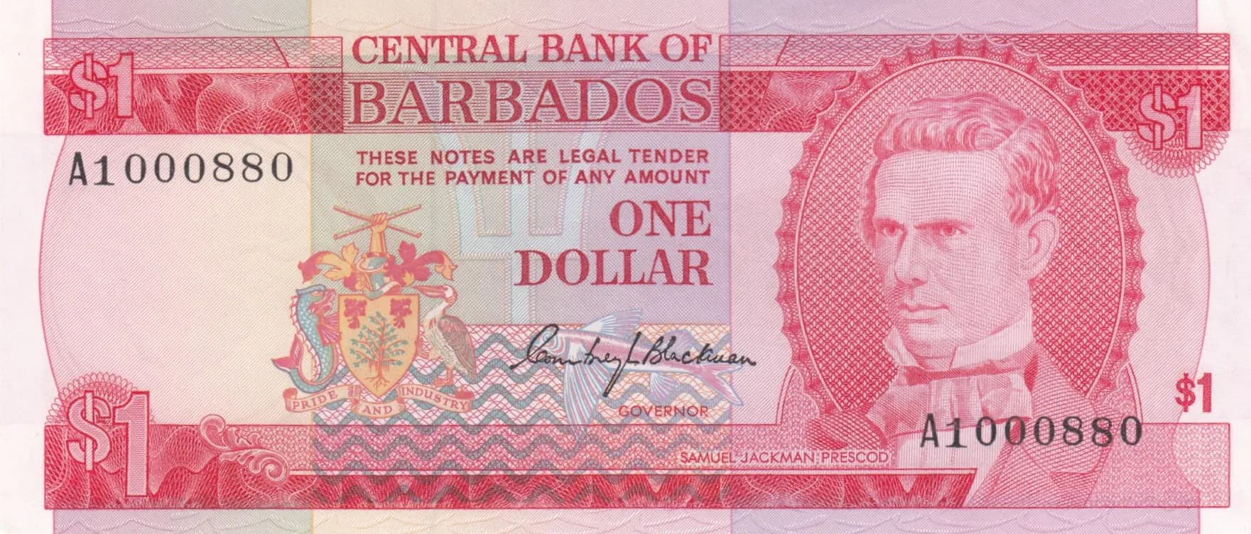 1 dollar 1973 from Barbados, P-29