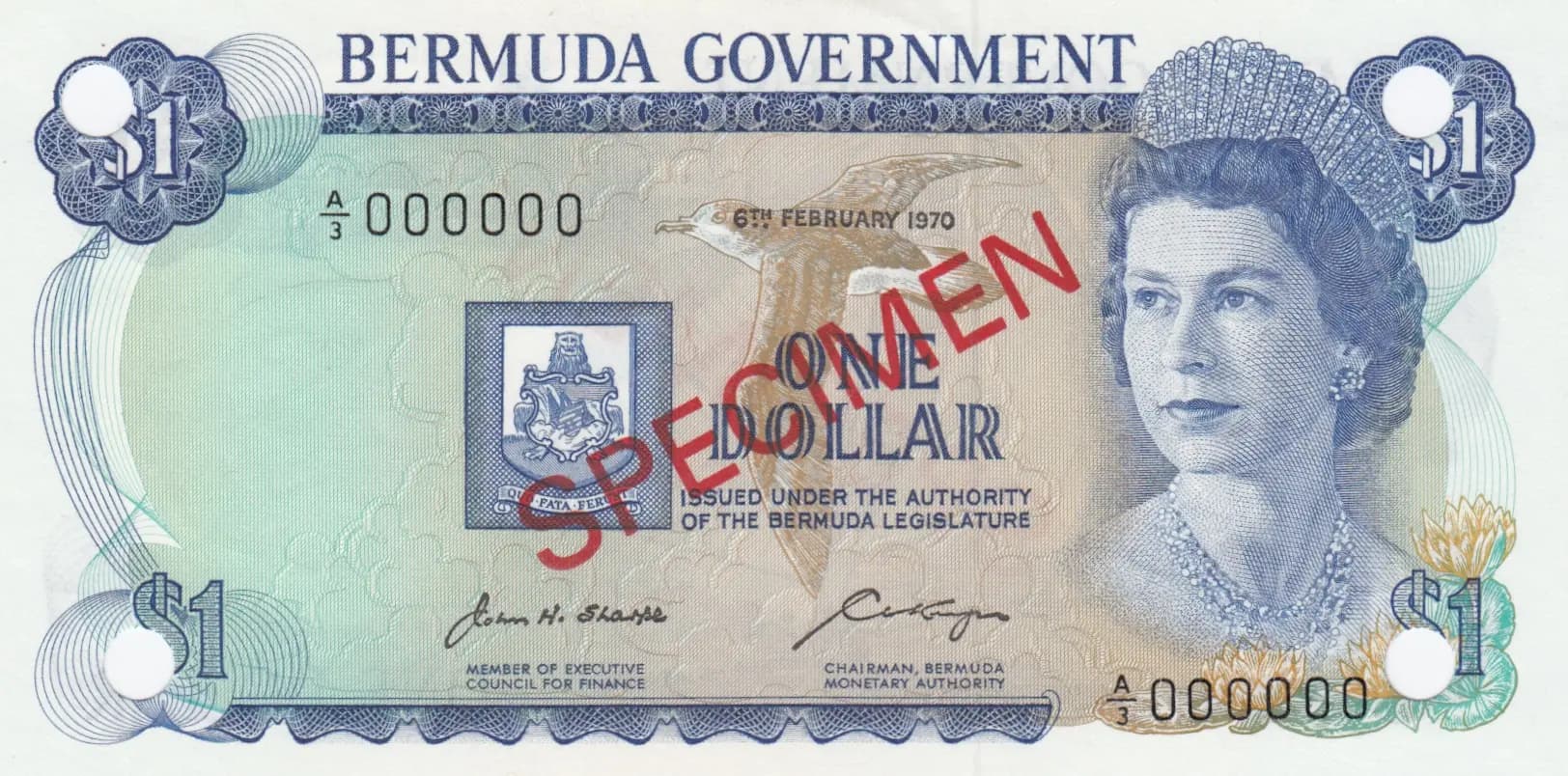 1 dollar 1970 specimen from Bermuda, P-23s (1970) — image 1