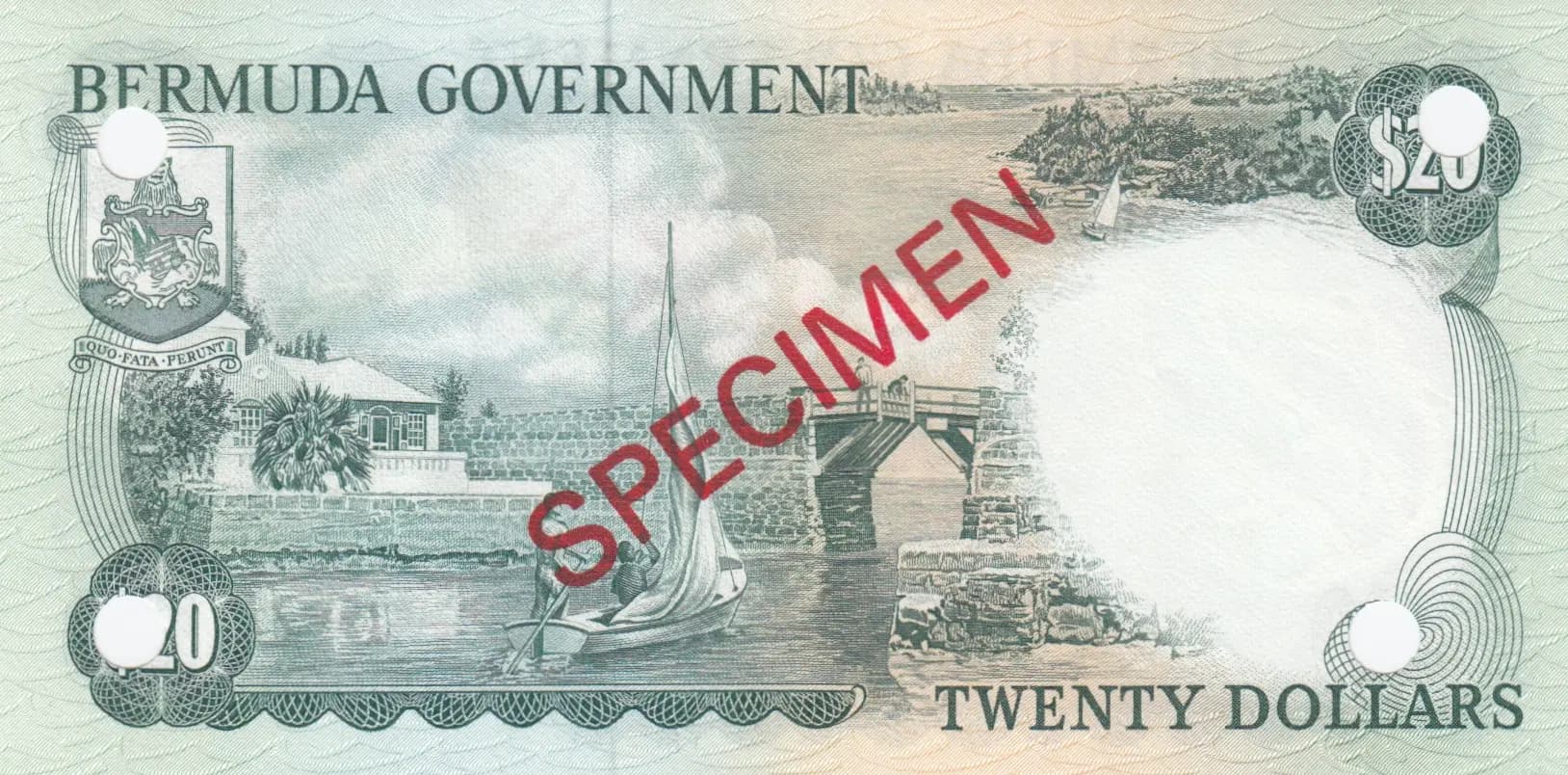 20 dollars 1970 specimen from Bermuda, P-26s (1970) — image 2