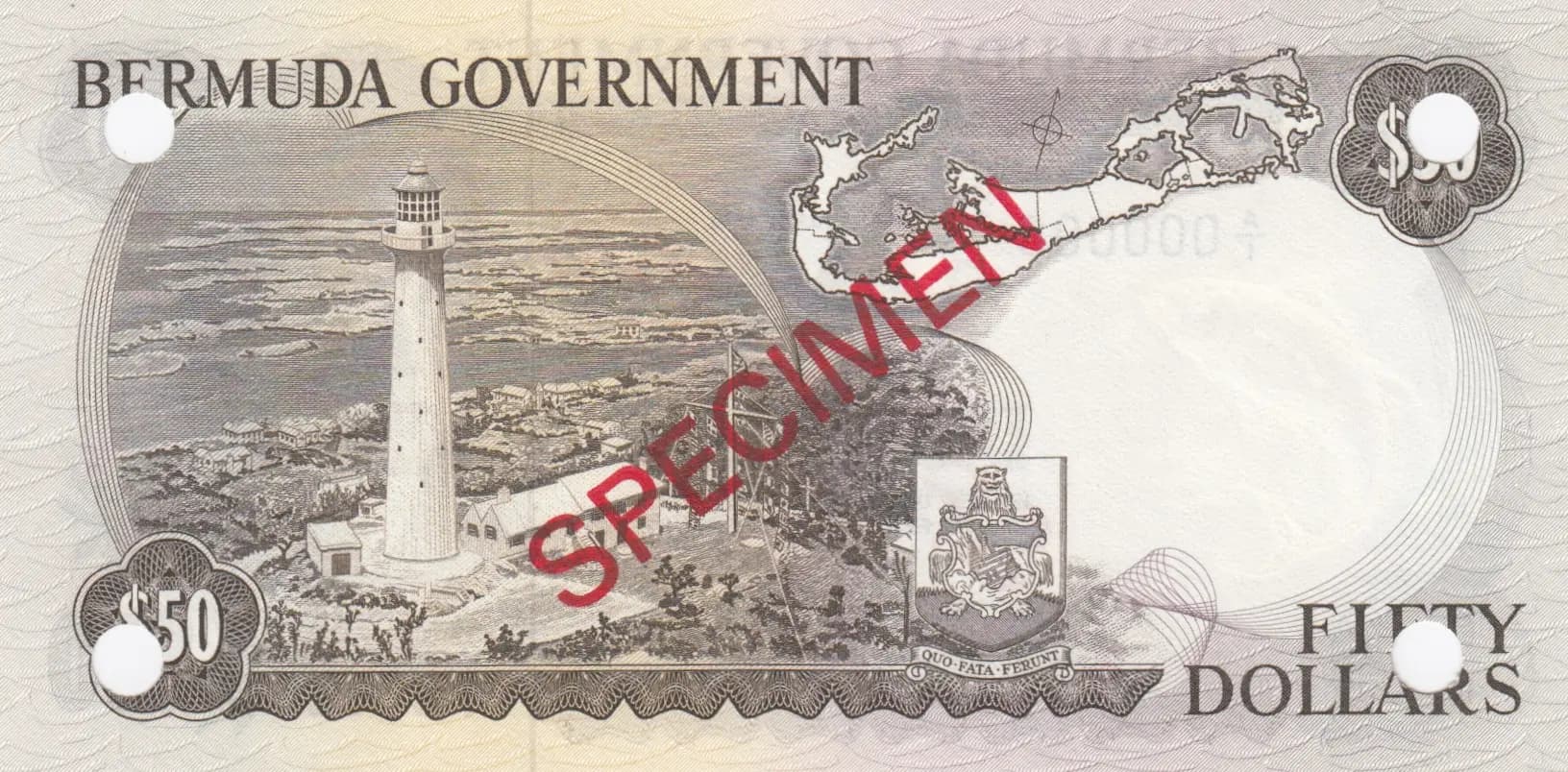 50 dollars 1970 specimen from Bermuda, P-27s (1970) — image 2