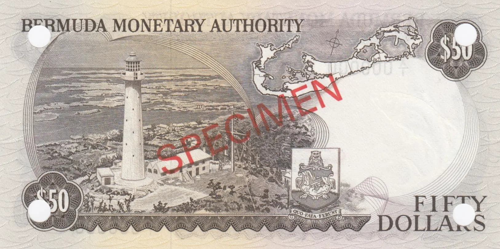 50 dollars 1974 specimen from Bermuda, P-32as (1974) — image 2