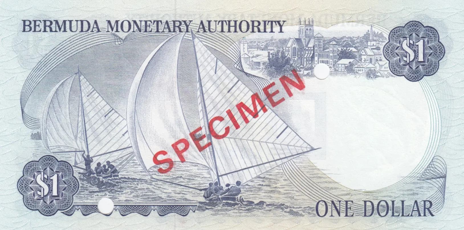 1 dollar 1984 specimen from Bermuda, P-28bs (1984) — image 2