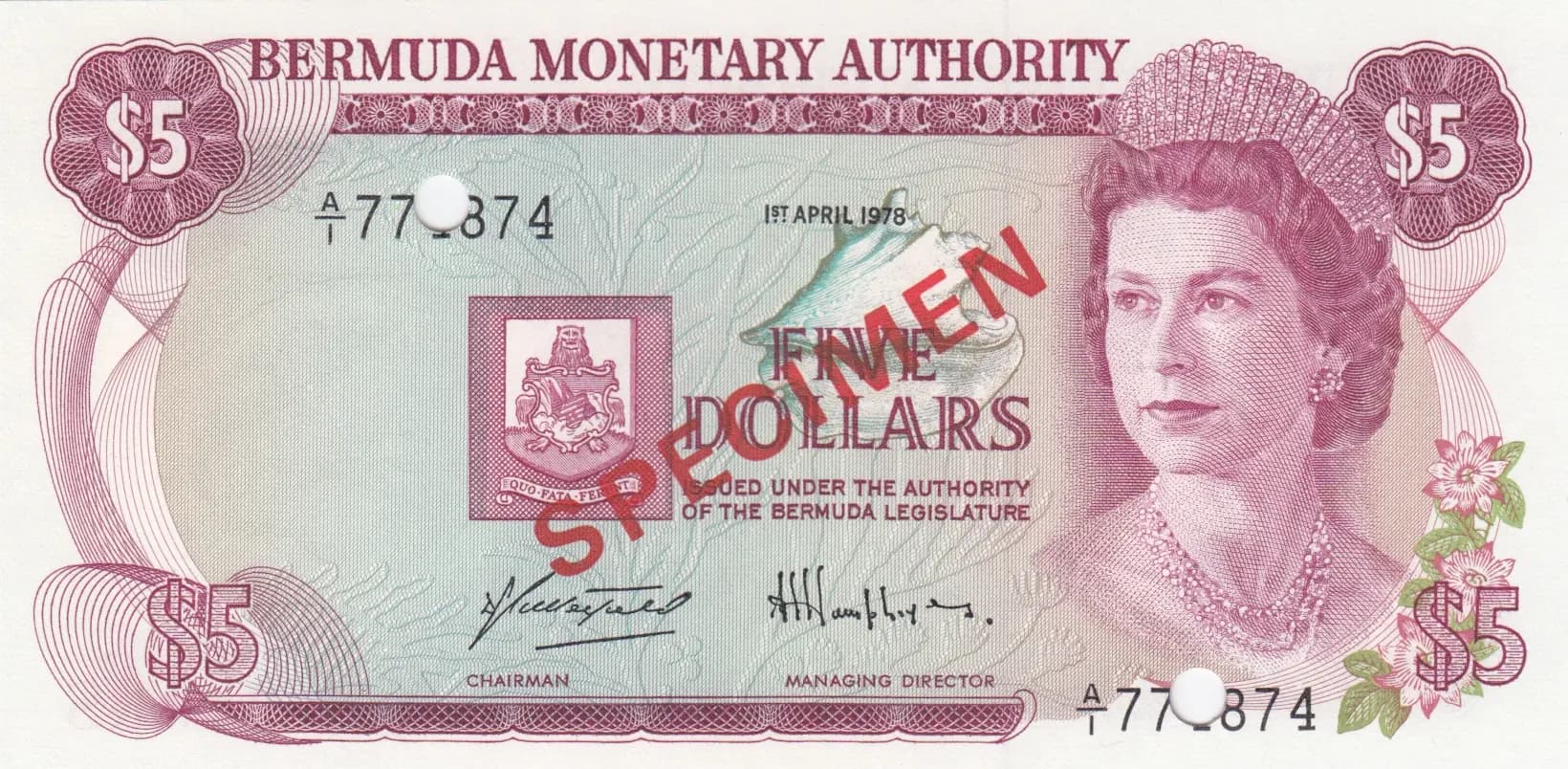 5 dollars 1978 from Bermuda, P-29as (1978) — image 1