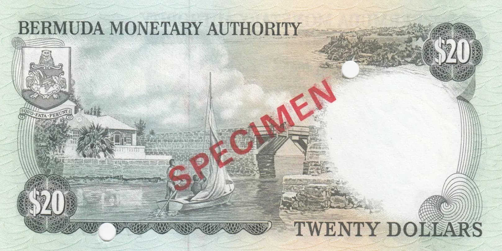 20 dollars 1984 specimen from Bermuda, P-31cs (1984) — image 2