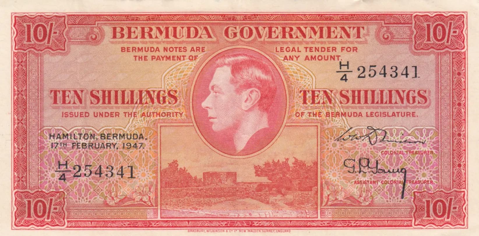 10 shillings 1947 from Bermuda, P-15