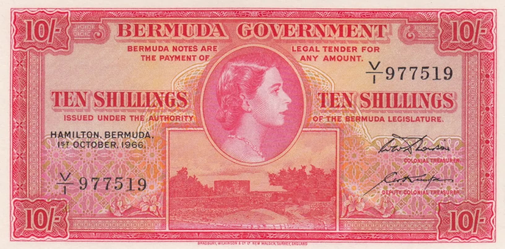 10 shillings 1966 from Bermuda, P-19c