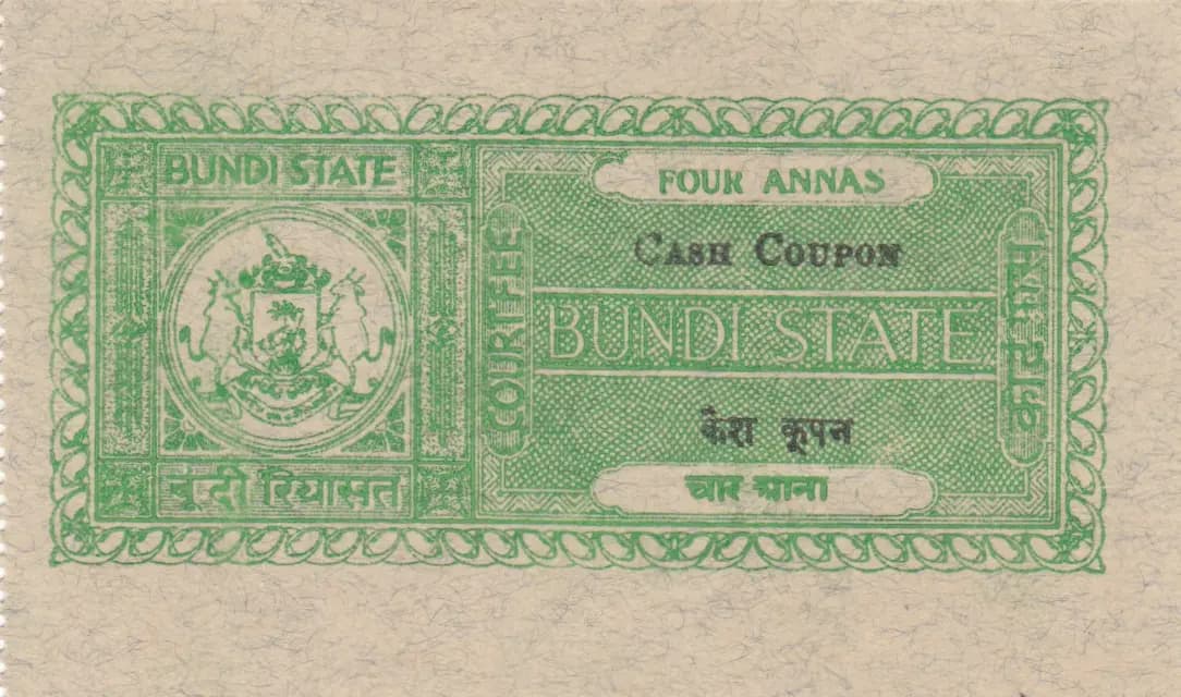 4 annas from India, Bundi, P-S224