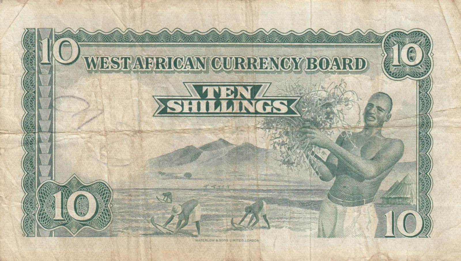 10 shillings 1955 from British West Africa, P-9 (1955) — image 2