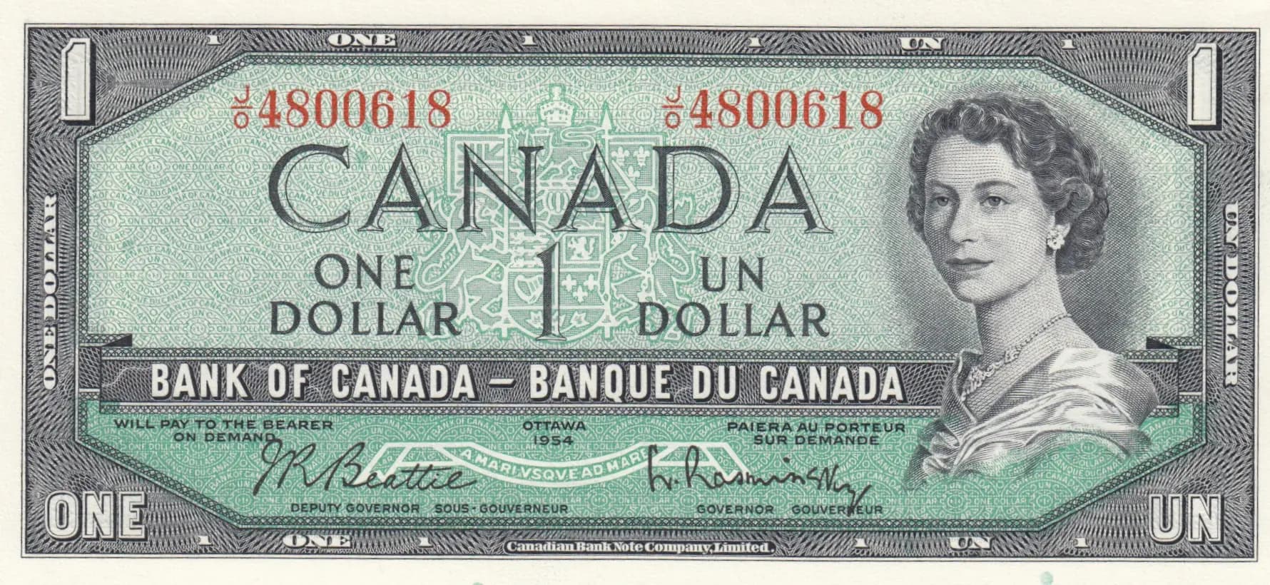 1 dollar 1954 from Canada, P-74b