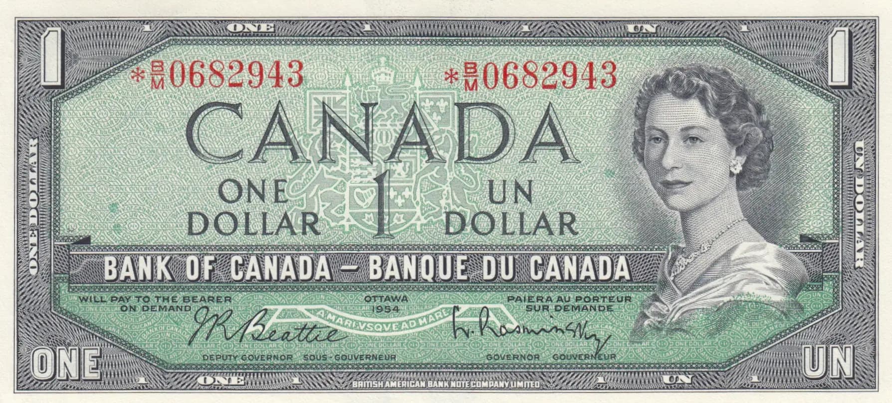 1 dollar 1954 replacement from Canada, P-75b* (1954) — image 1
