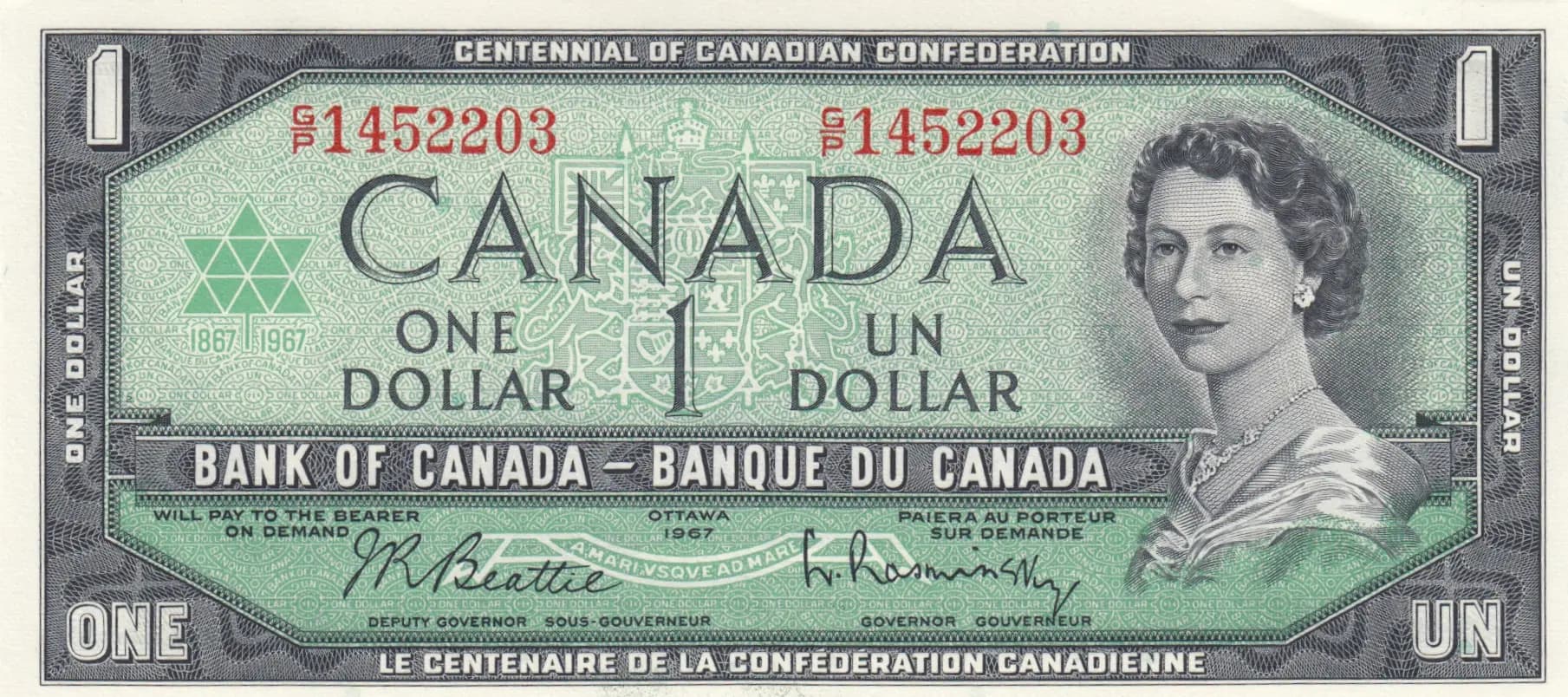 1 dollar 1967 commemorative from Canada, P-84b