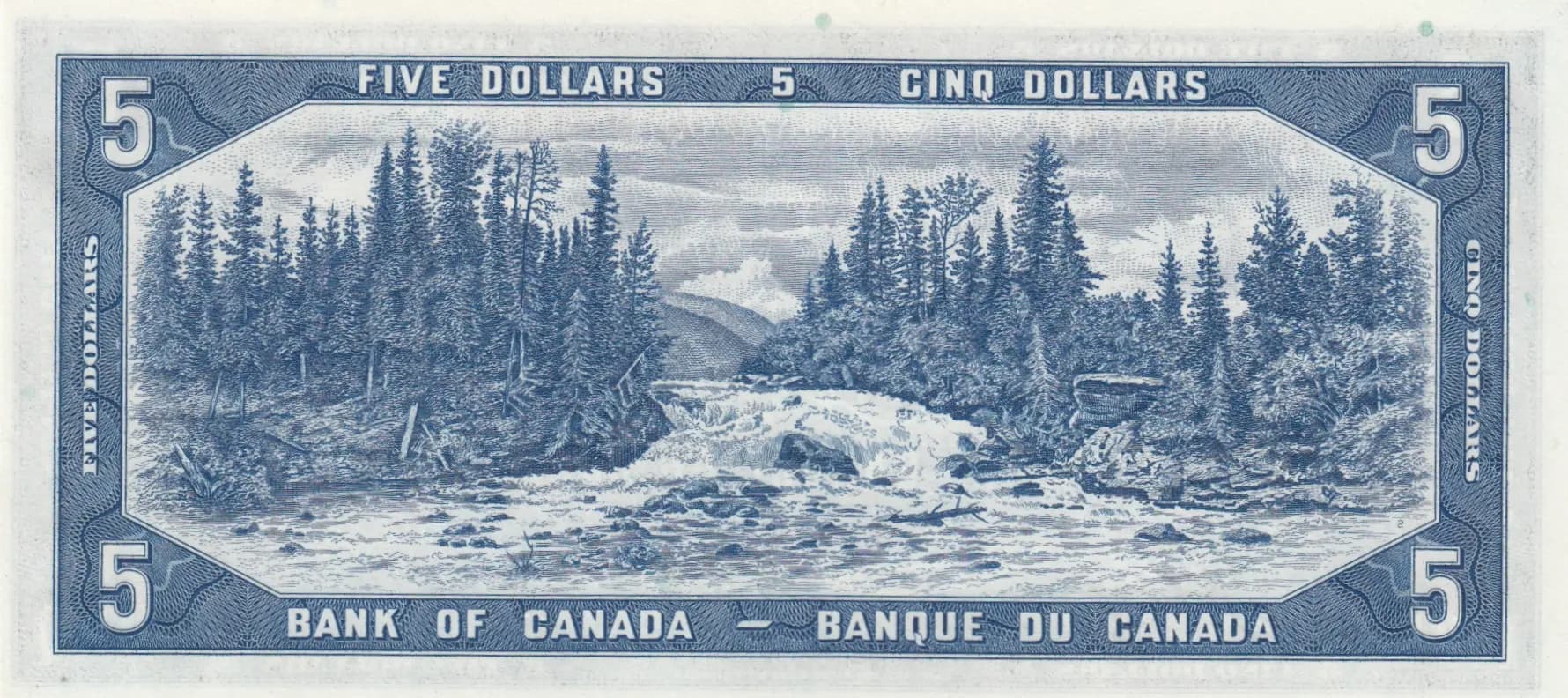5 dollars 1954 "devil's face" from Canada, P-68a (1954) — image 2