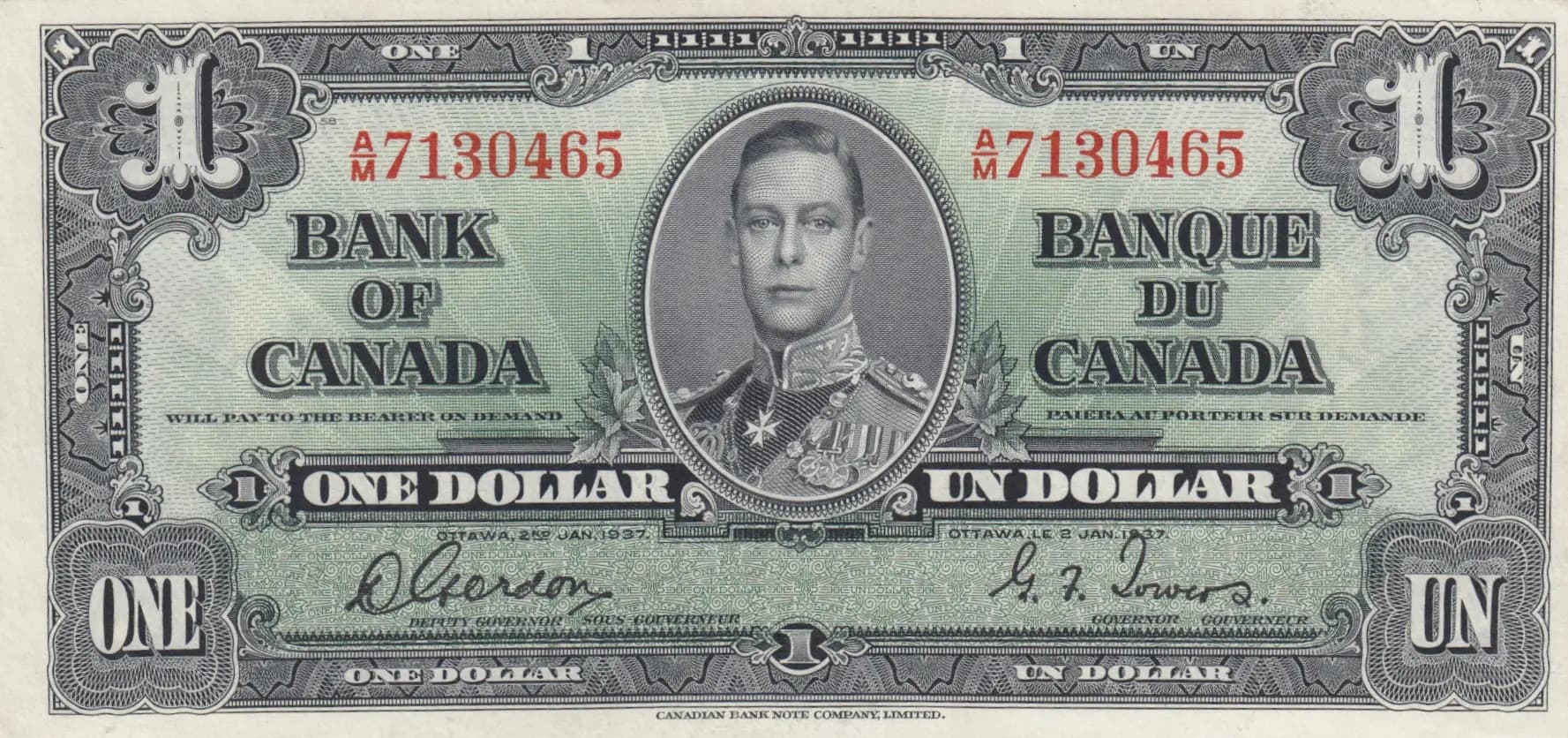 1 dollar 1937 from Canada, P-58d