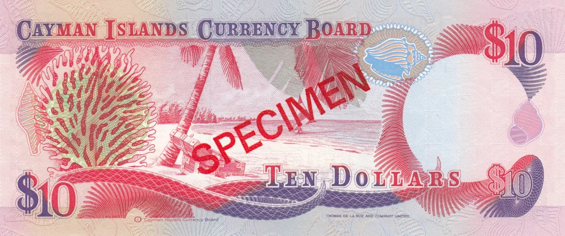 10 dollars 1991 specimen from Cayman Islands, P-13s (1991) — image 2