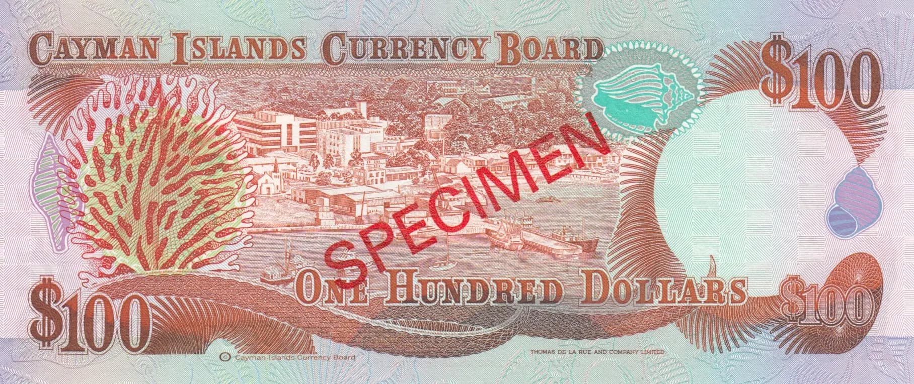 100 dollars 1991 specimen from Cayman Islands, P-15s (1991) — image 2