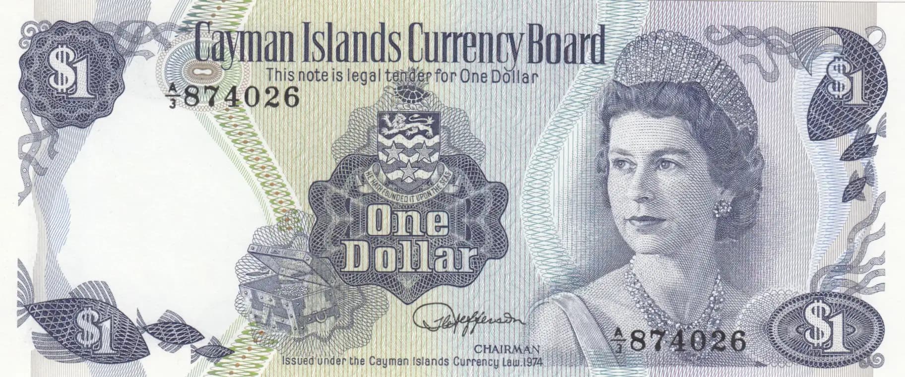 1 dollar 1974 from Cayman Islands, P-5b (1974) — image 1