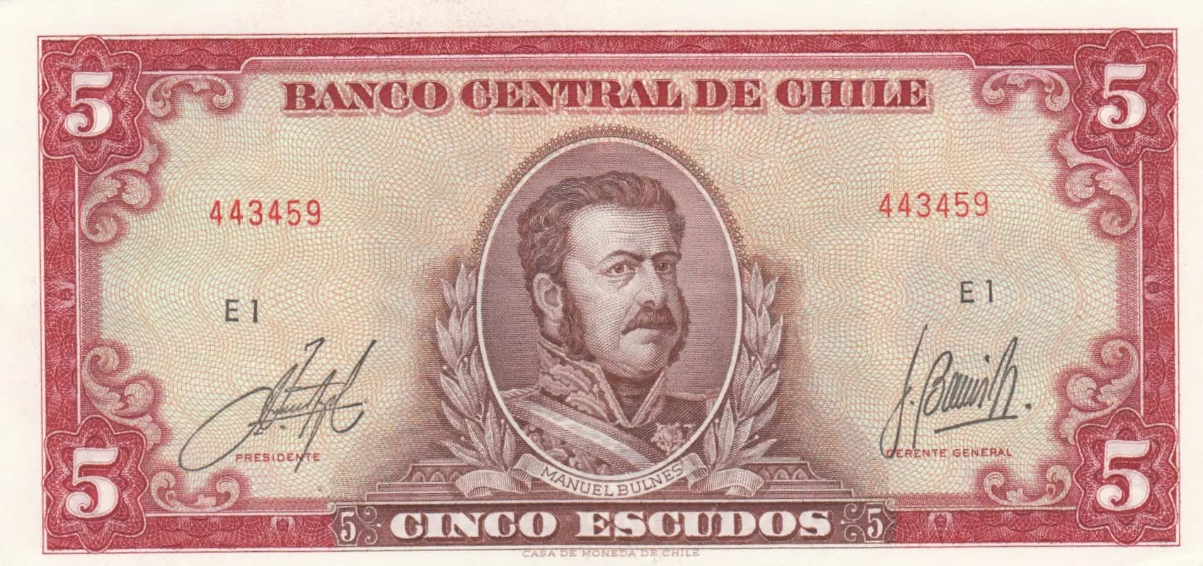 5 escudos 1964 from Chile, P-138