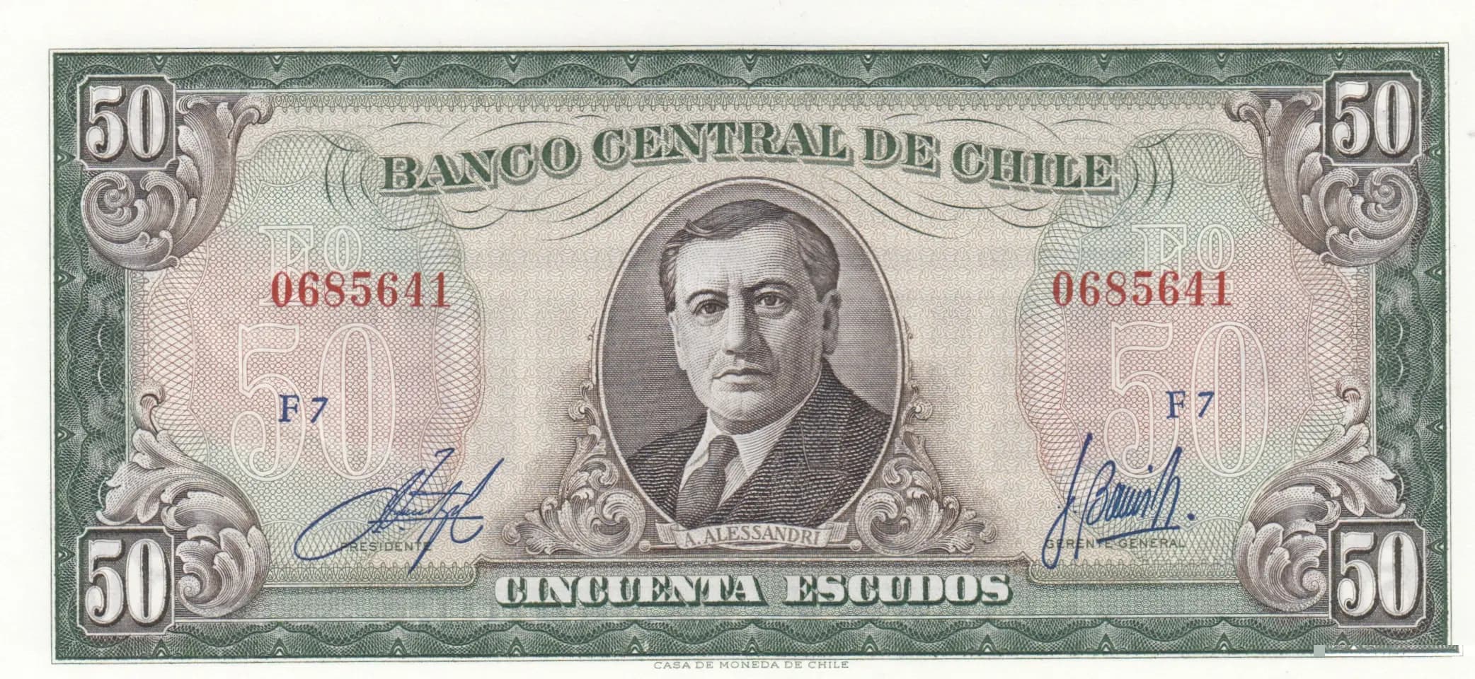 50 escudos 1962 from Chile, P-140b (1962) — image 1