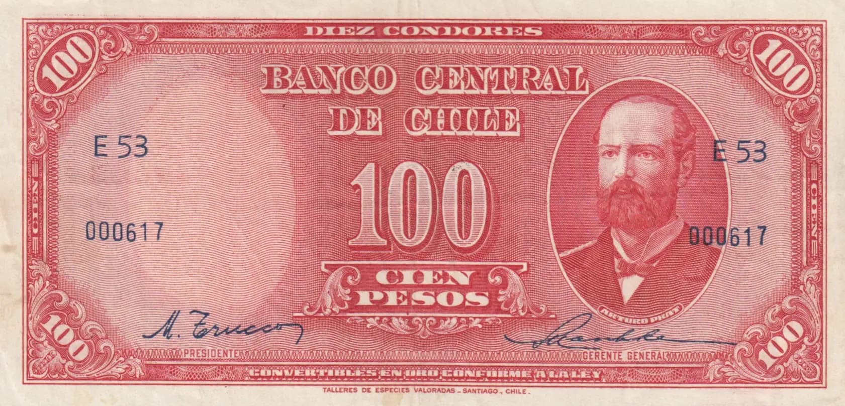 100 pesos 1947 from Chile, P-113 (1947) — image 1
