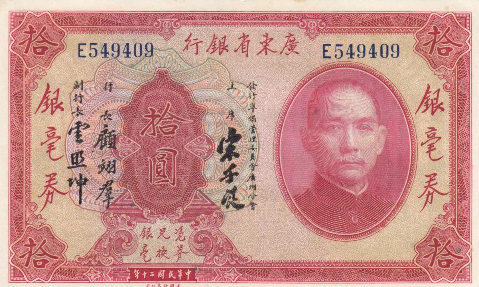 10 dollars 1931 from China, P-S2422d