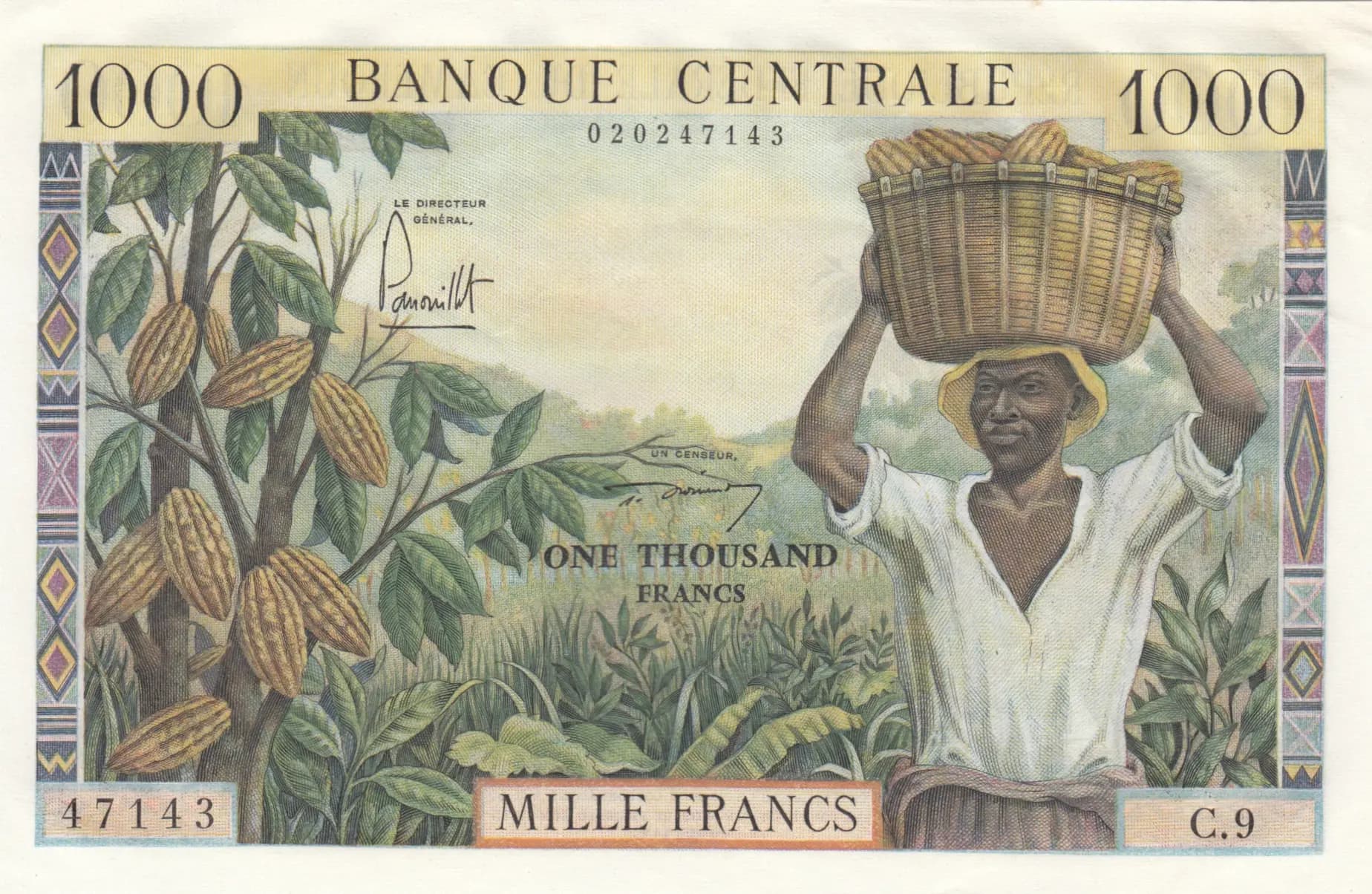 1000 francs 1961 from Cameroon, P-7
