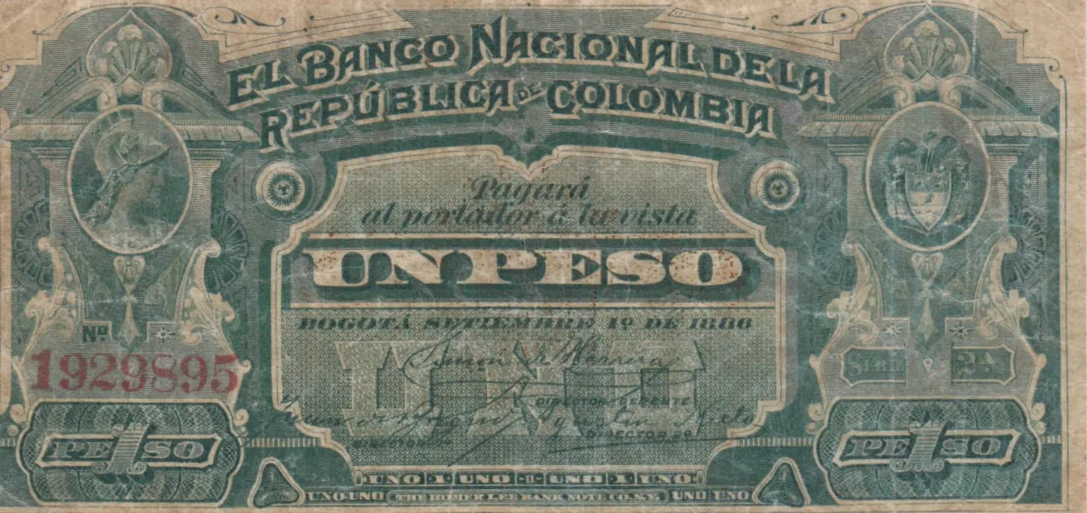 1 peso 1886 from Colombia, P-192