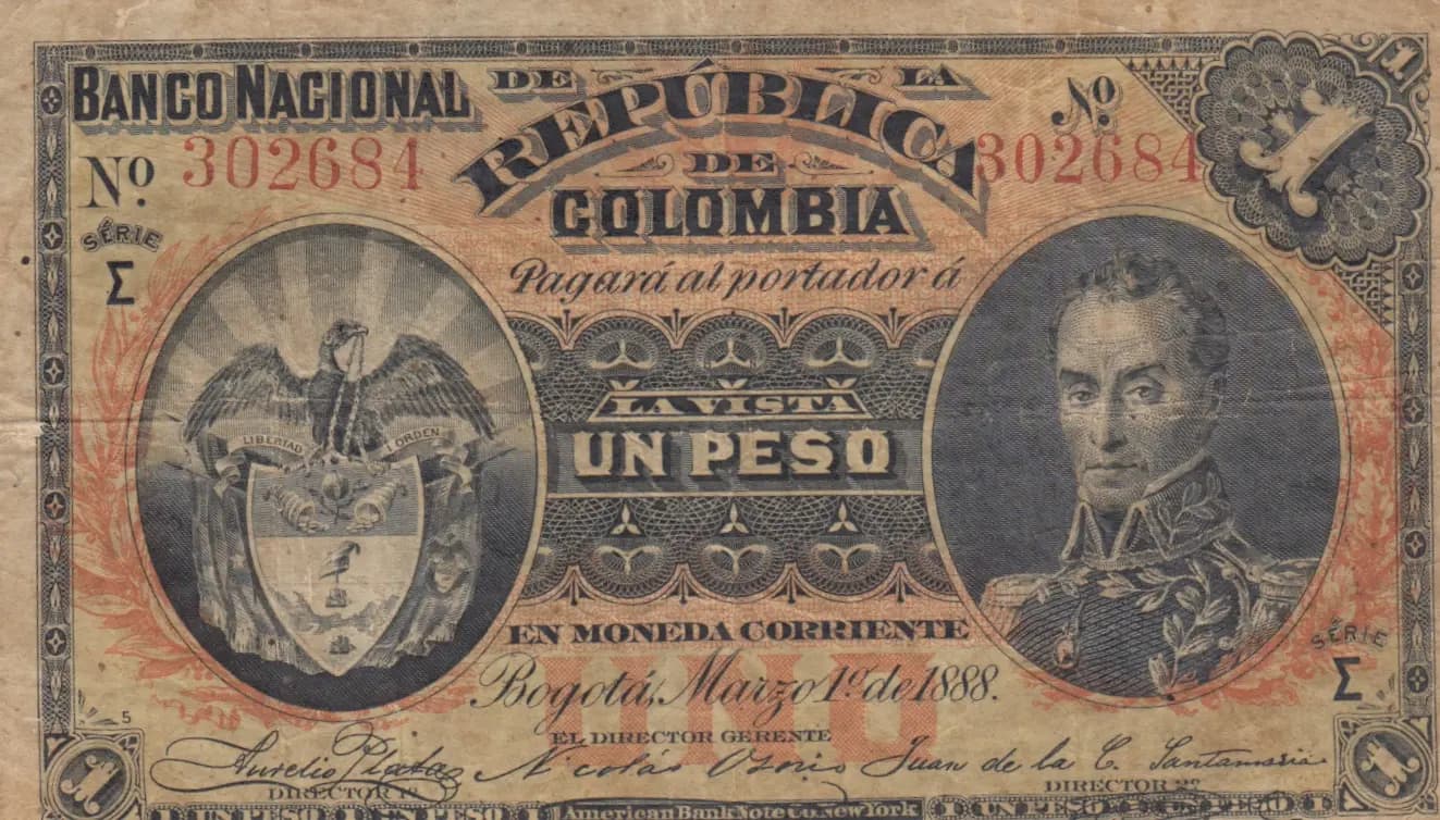 1 peso 1888 from Colombia, P-214