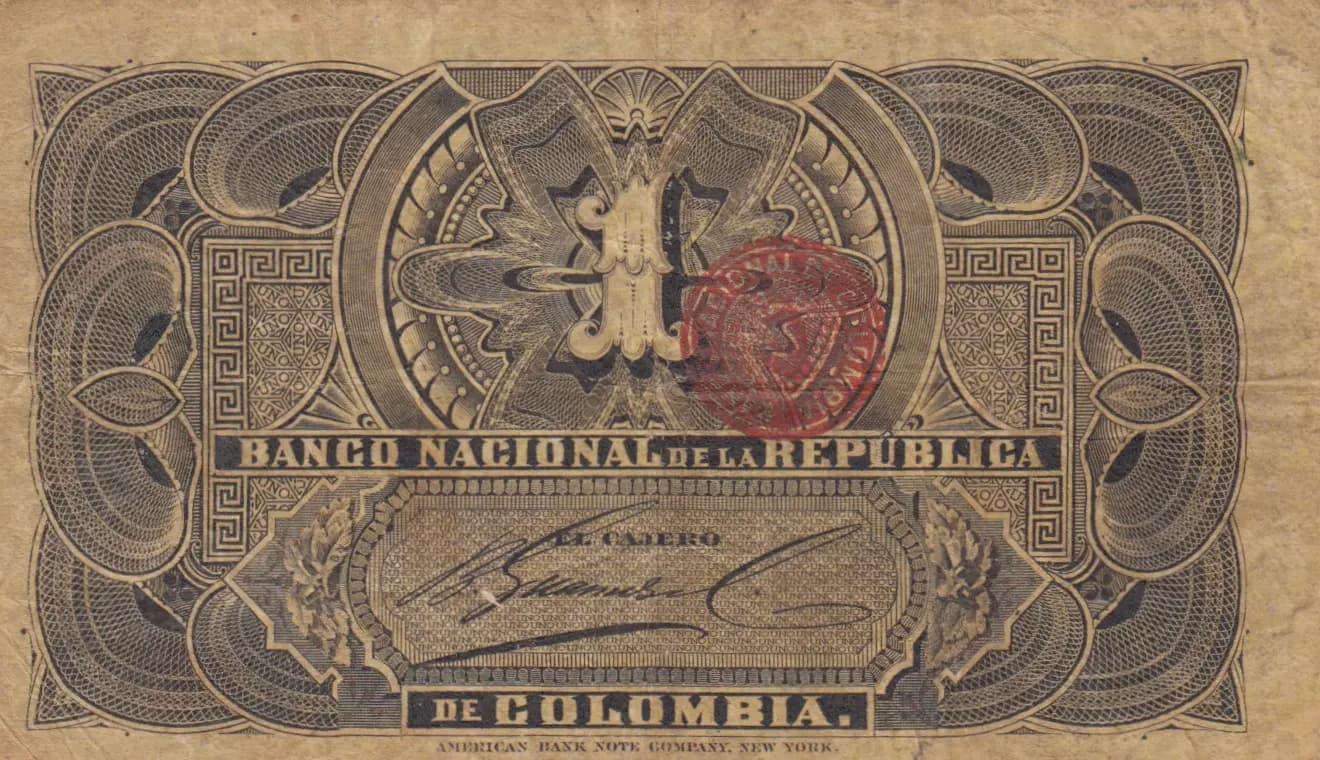 1 peso 1888 from Colombia, P-214 (1888) — image 2