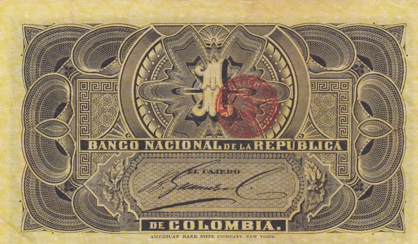 1 peso 1895 from Colombia, P-234a (1895) — image 2
