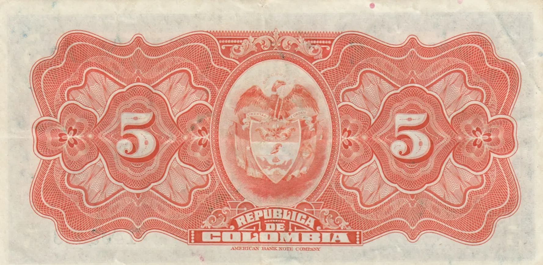 5 pesos 1915 from Colombia, P-323 (1915) — image 2