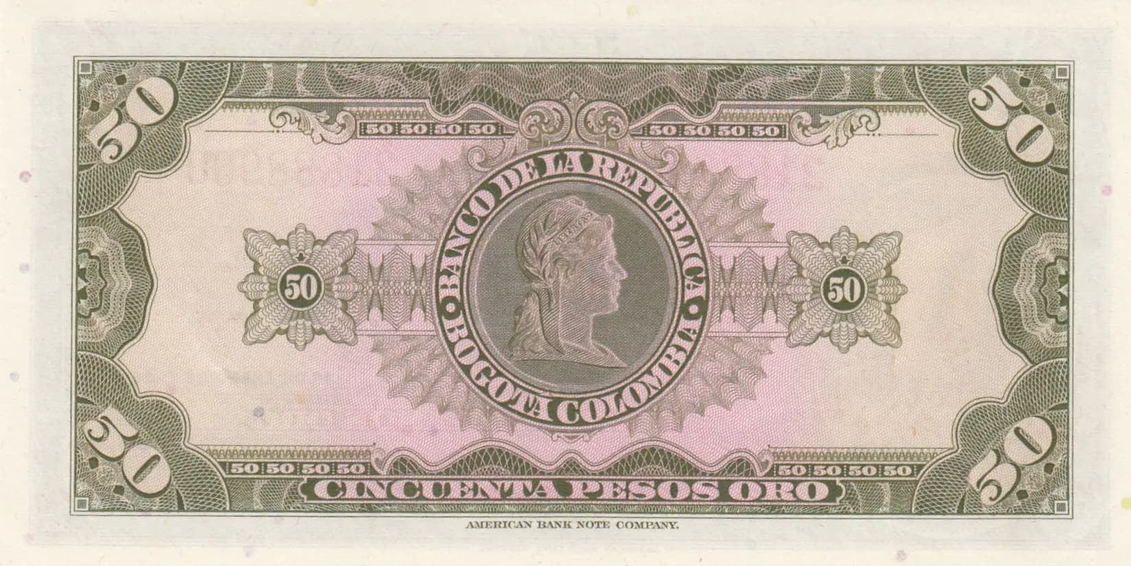 50 pesos 1964 from Colombia, P-402b (1964) — image 2