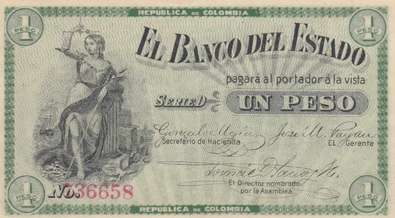 1 peso 1900 from Colombia, P-S504c