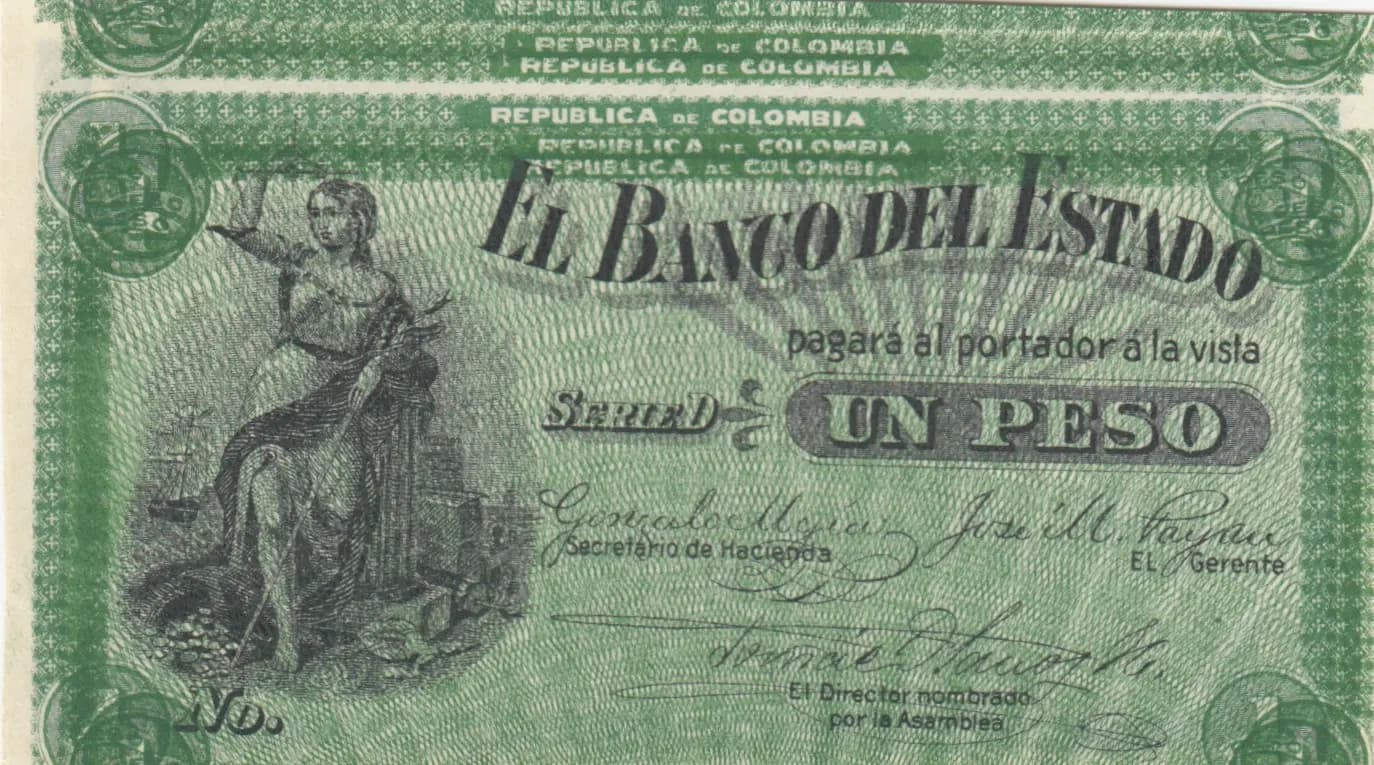1 peso 1900 error from Colombia, P-S504d (1900) — image 1