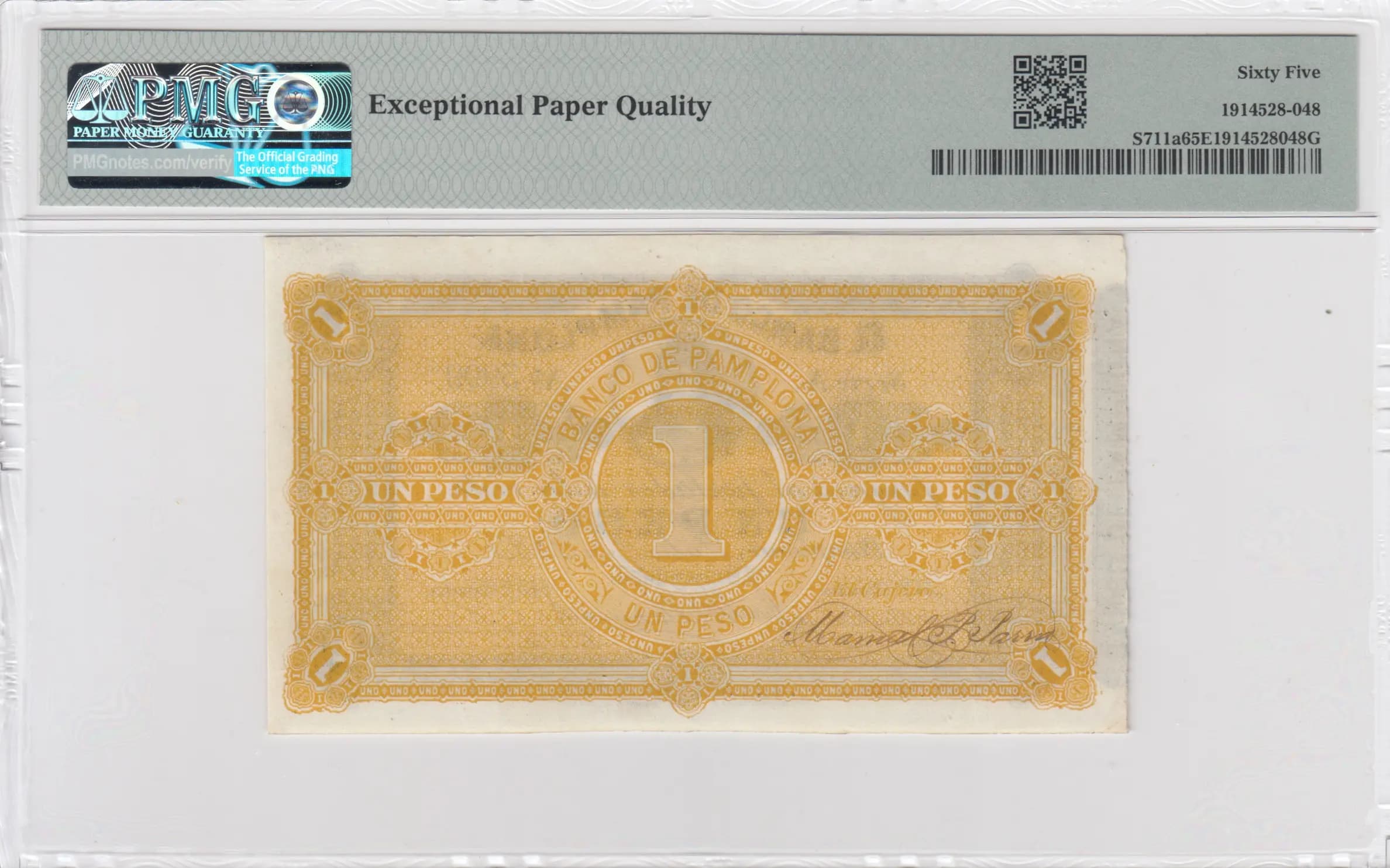 1 peso 1883 from Colombia, P-S711a (1883) — image 2