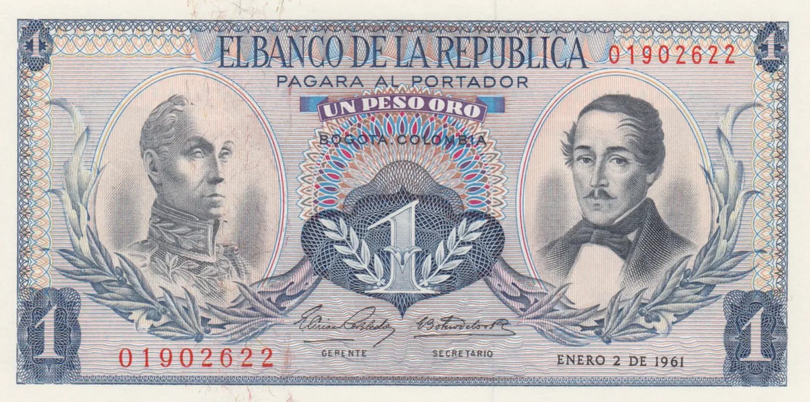 1 peso 1961 from Colombia, P-404b