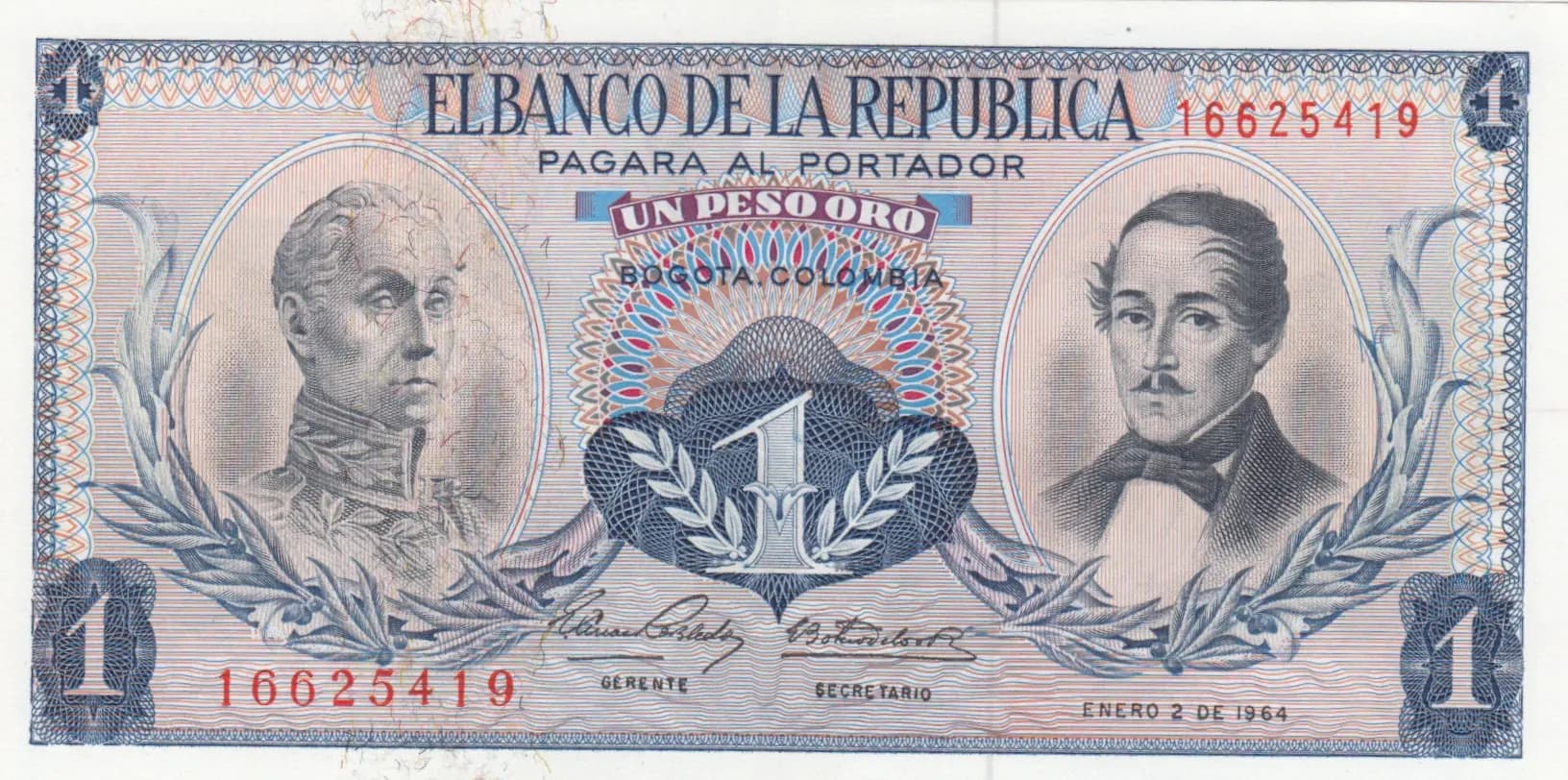 1 peso 1964 from Colombia, P-404b