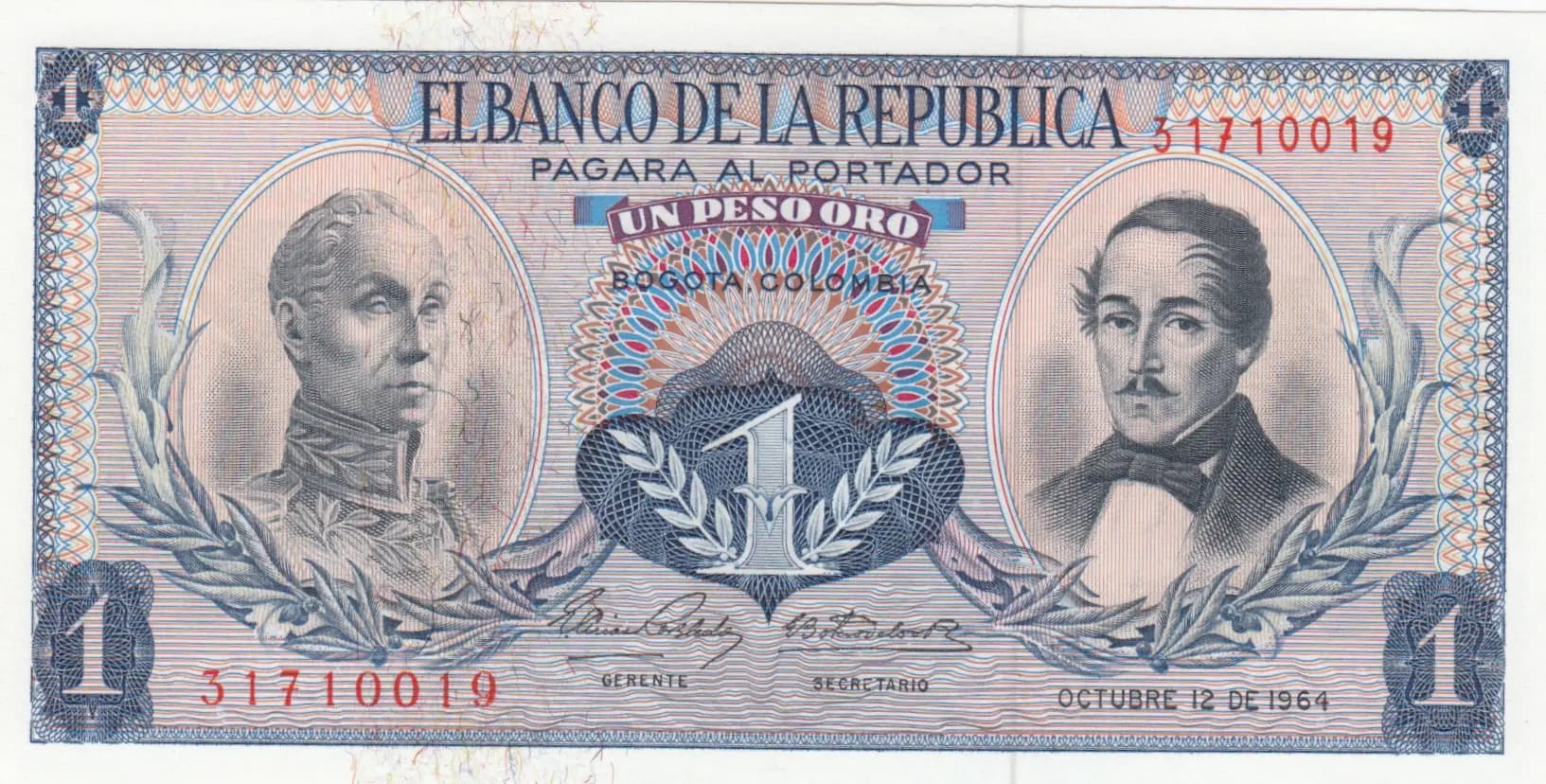 1 peso 1964 from Colombia, P-404b