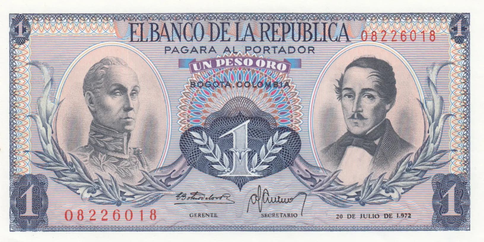 1 peso 1972 from Colombia, P-404e (1972) — image 1