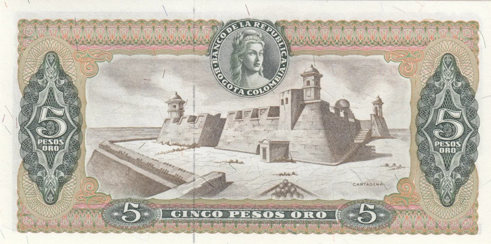 5 pesos 1961 from Colombia, P-406a (1961) — image 2