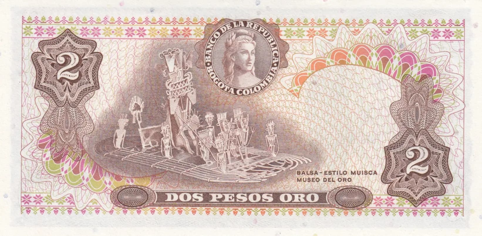 2 pesos 1973 from Colombia, P-413a (1973) — image 2