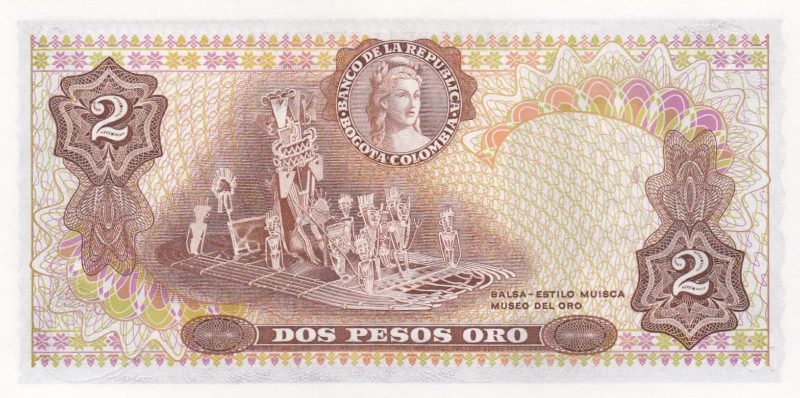2 pesos 1977 from Colombia, P-413b (1977) — image 2