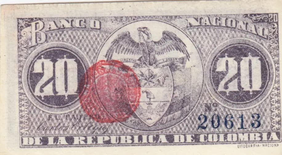20 centavos 1900 from Colombia, P-265 (1900) — image 2