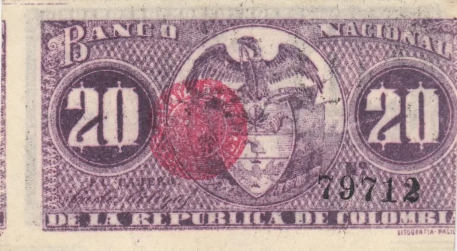 20 centavos 1900 from Colombia, P-265 (1900) — image 2