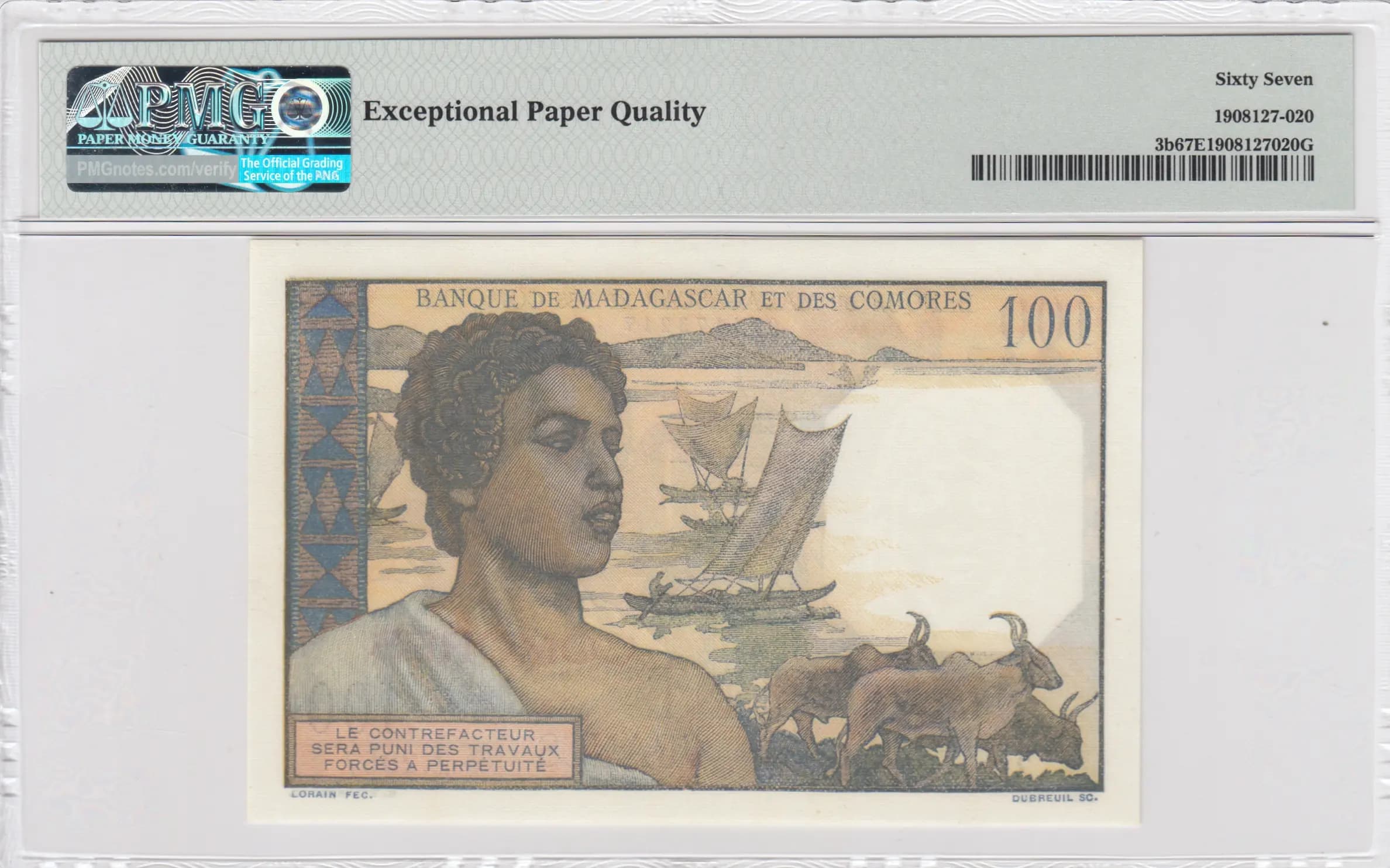 100 francs 1963 from Comoros, P-3b (1963) — image 2