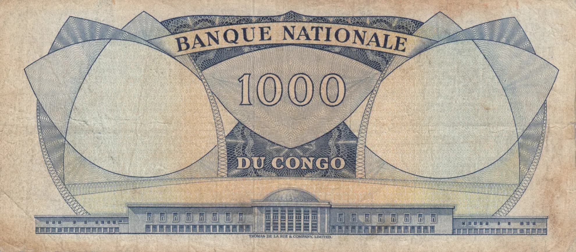 1000 francs 1961 from Congo Democratic Republic, P-8 (1961) — image 2