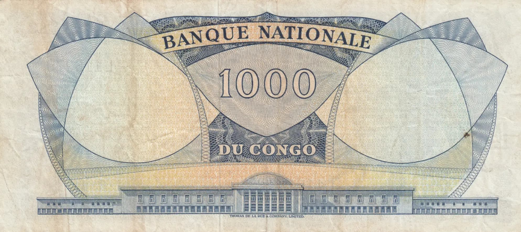 1000 francs 1964 from Congo Democratic Republic, P-8 (1964) — image 2