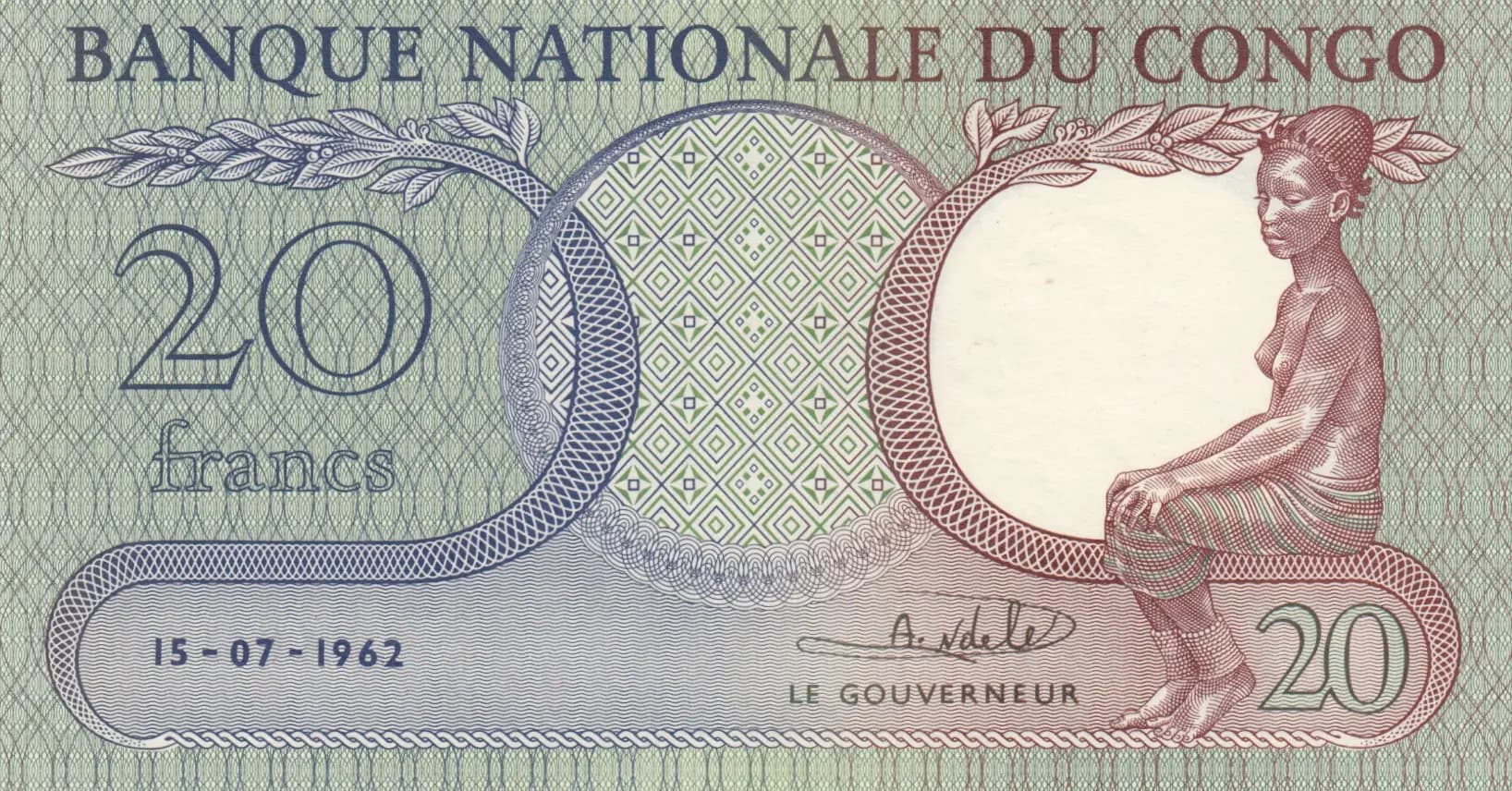 20 francs 1962 from Congo Democratic Republic, P-4